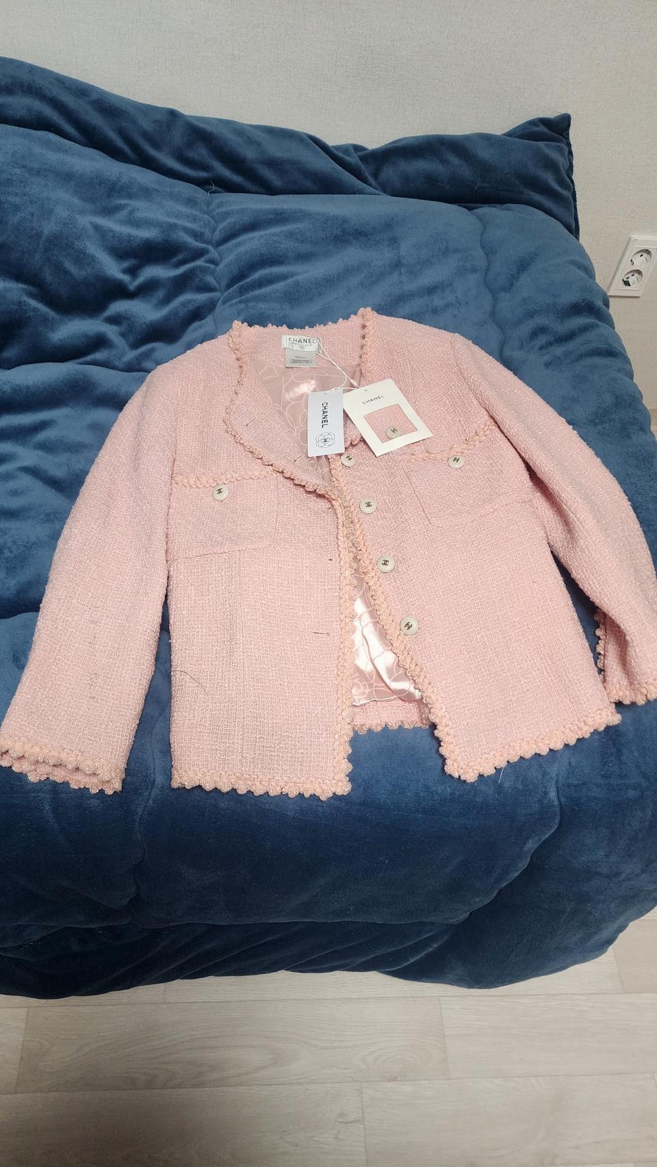 샤넬 핑크 트위드 자켓 40 (새상품)