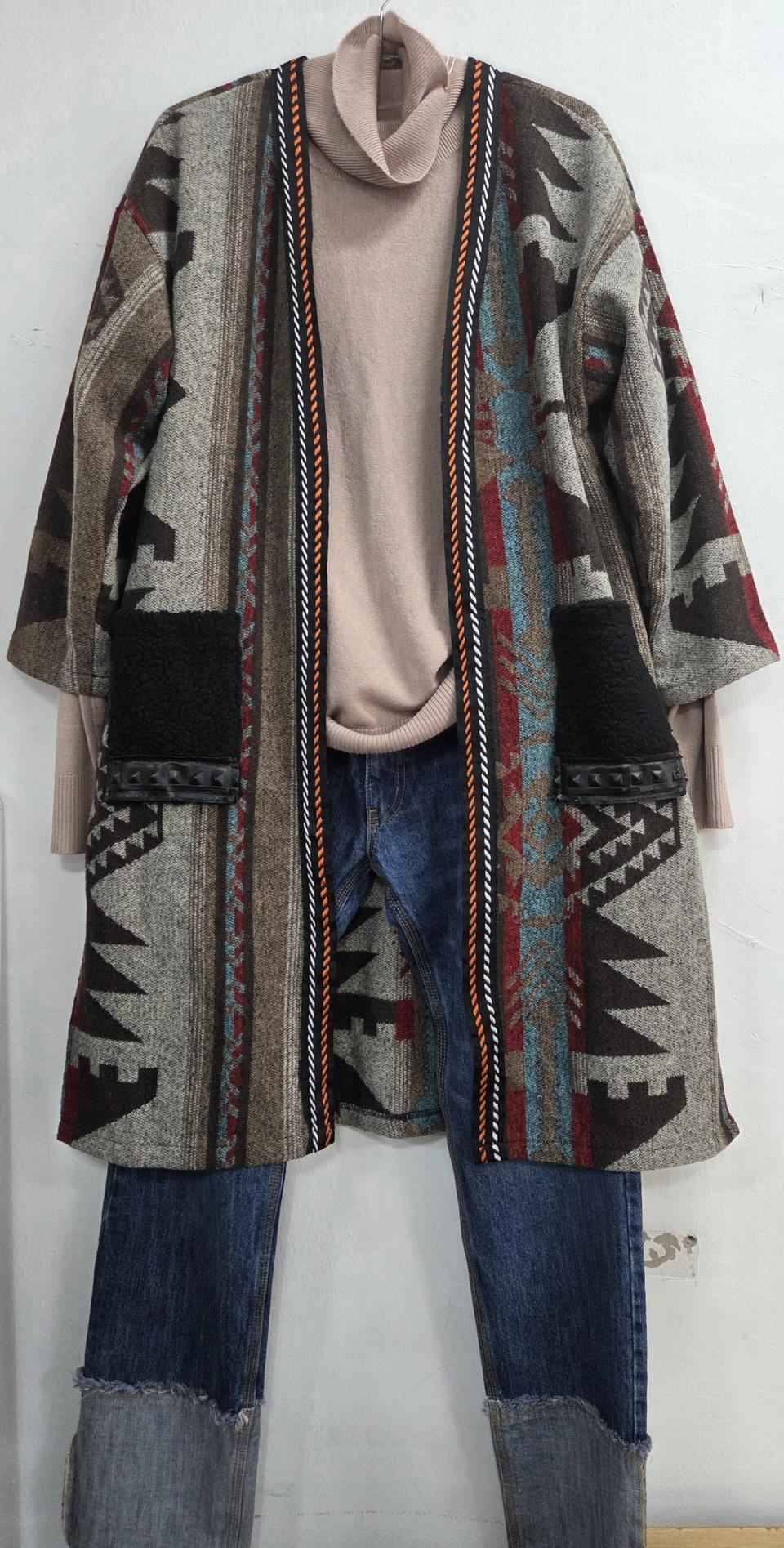 패턴 롱 가디건 + 목 티 +  청바지(새 상품)묶음 판매