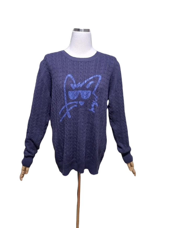 칼라거펠트 캐시미어 정품 여자여성 라운드넥 꽈배기니트긴팔티셔츠 오버85