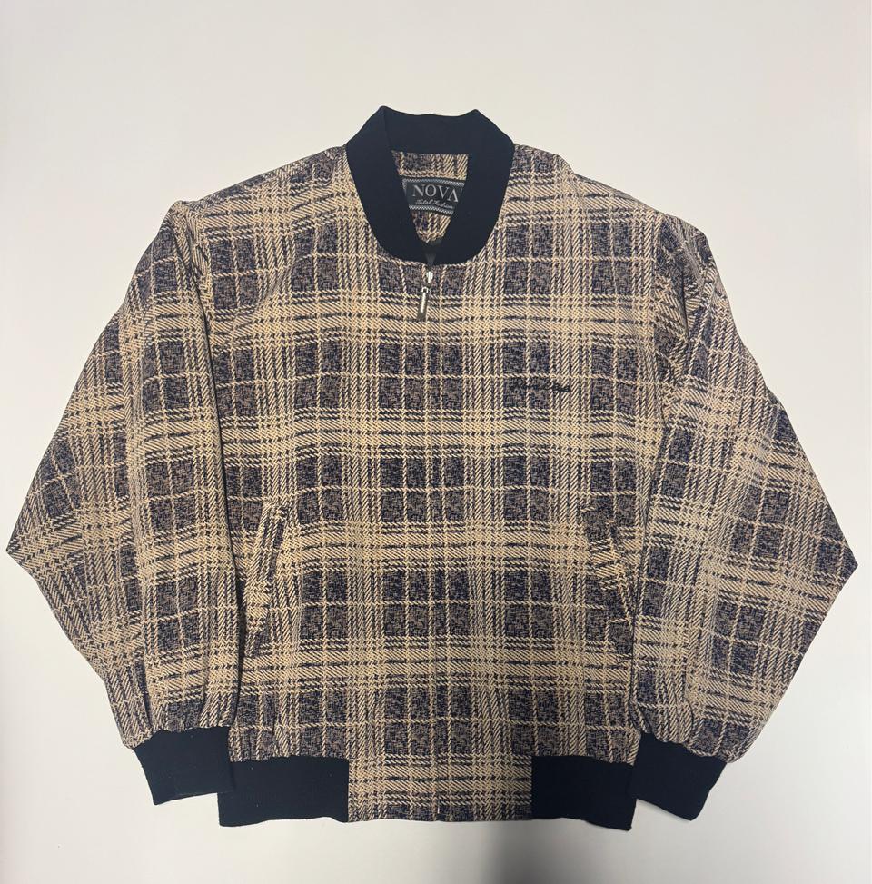 희귀! 노바 NOVA 빈티지 체크 패턴 블루종 자켓 L ~ XL