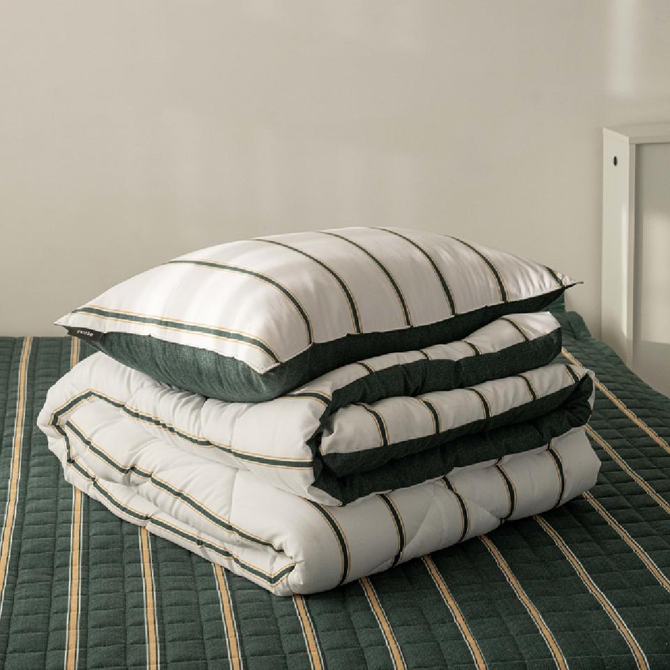 먼지 적고 부드러운 간절기 사계절 차렵이불 스트라이프 이불 패드 침구