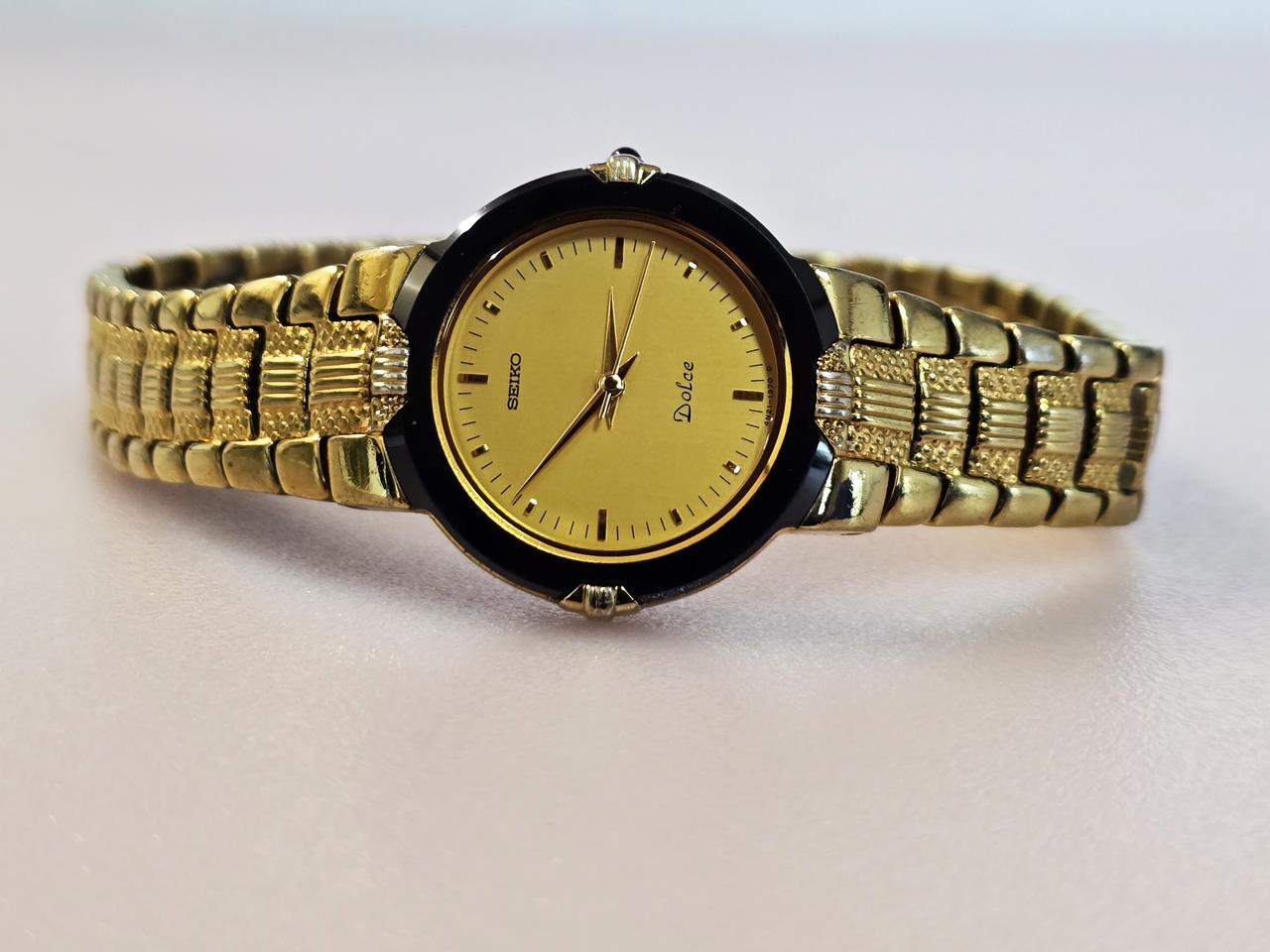 세이코 돌체(Seiko Dolce) 고급 금장 세라믹 드레스 워치