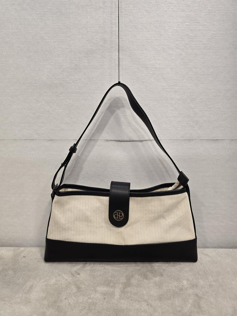 드파운드 타운백 호보백 헤링본 아이보리&블랙 숄더백