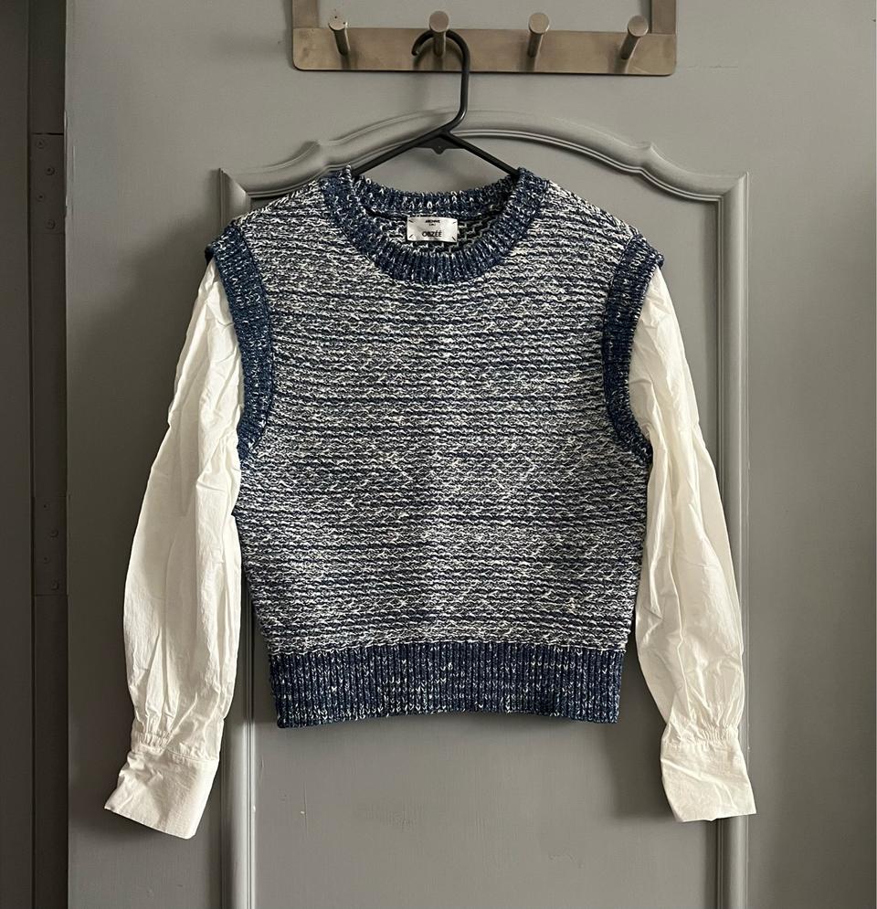 23ss 오브제 트위드 니트 베스트 레이어드셔츠 90사이즈