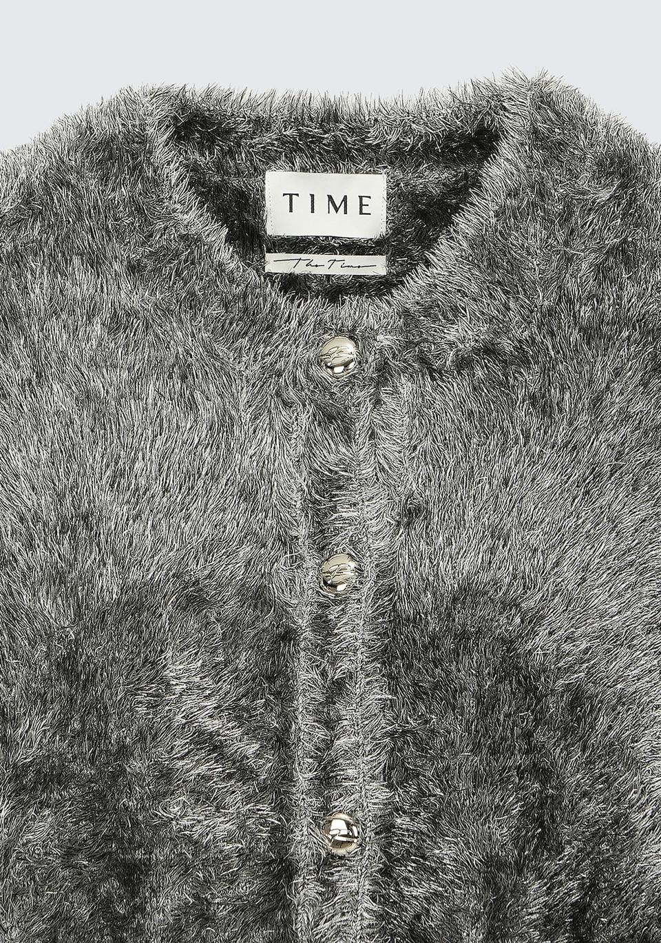 한섬TIME 타임 플러피 버튼 업 니트 가디건