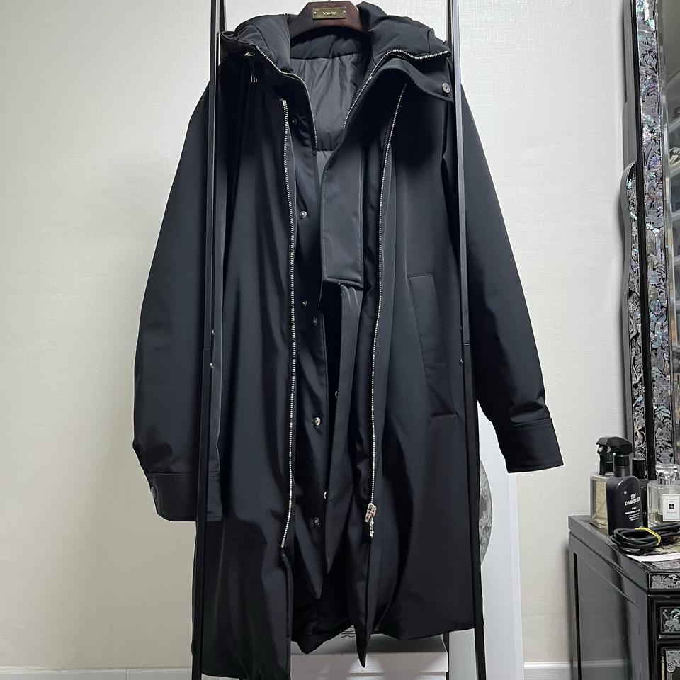 정품 48) 솔리드 옴므 시베리아 구스 이중 지퍼 롱패딩