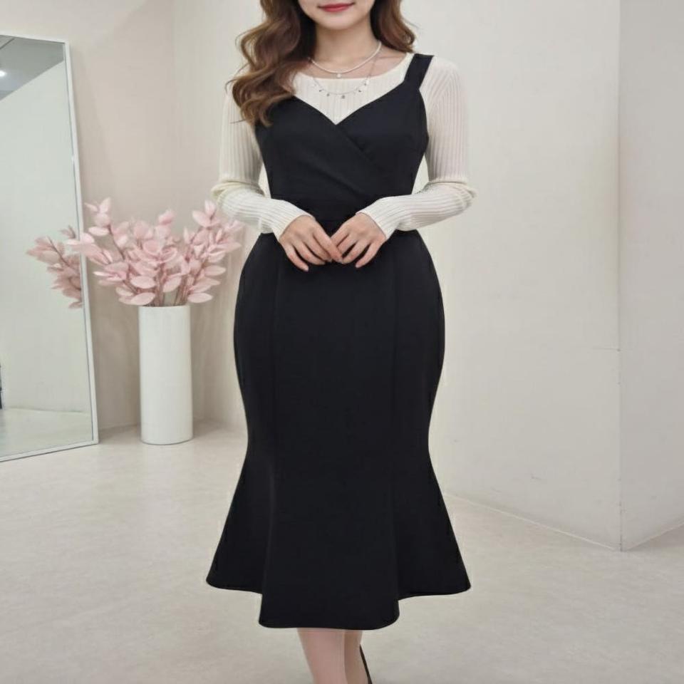 머메이드 라인 뷔스티에 볼륨 롱원피스ㅡ무배