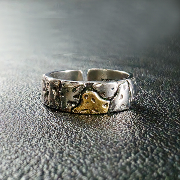Mend 실버 남자 엔틱 빈티지 명품 크랙 균열 러프 반지