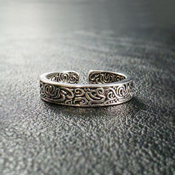 Arabesque 백동 남자 엔틱 빈티지 명품 고대 곡선 조각 반지
