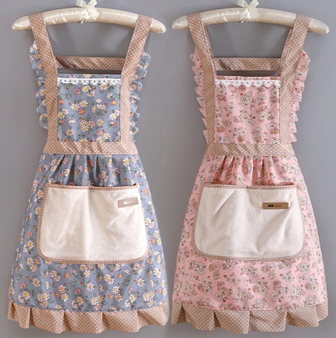 프릴 레이스 꽃무늬 앞치마
