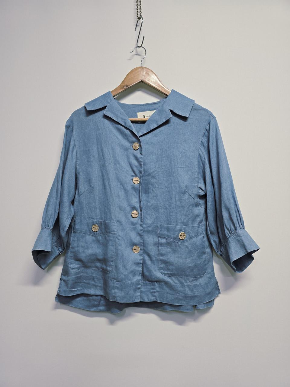 지스튜디오  블루 린넨 자켓 66