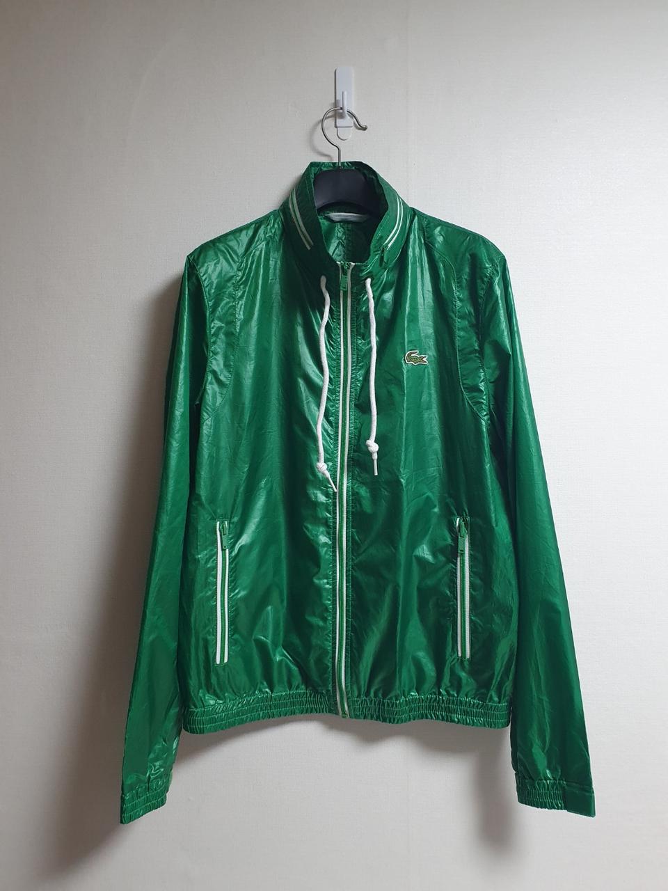 라코스테 경량 바람막이 히든후드 자켓 글로시 그린 95