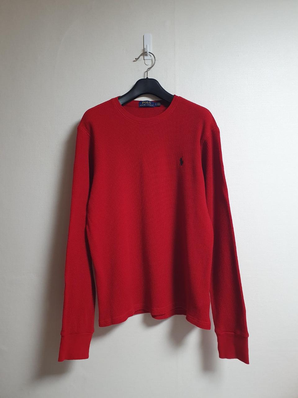 폴로랄프로렌 와플 니트 크루넥 롱슬리브 레드 L
