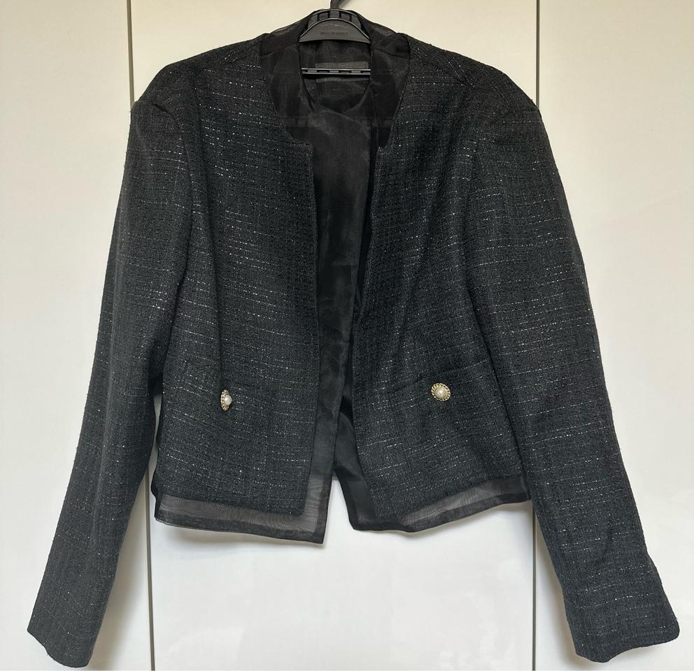 블랙 트위드 오간자노카라 자켓