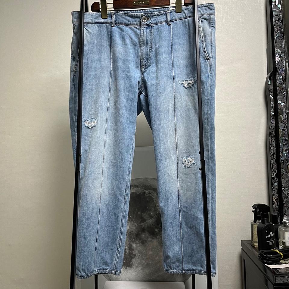 정품 56) 브루넬로 쿠치넬리 디스트로이 연청 청바지