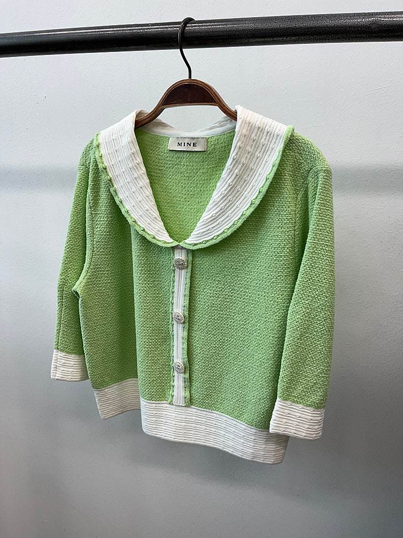 여) 마인 메론 크롭 니트가디건