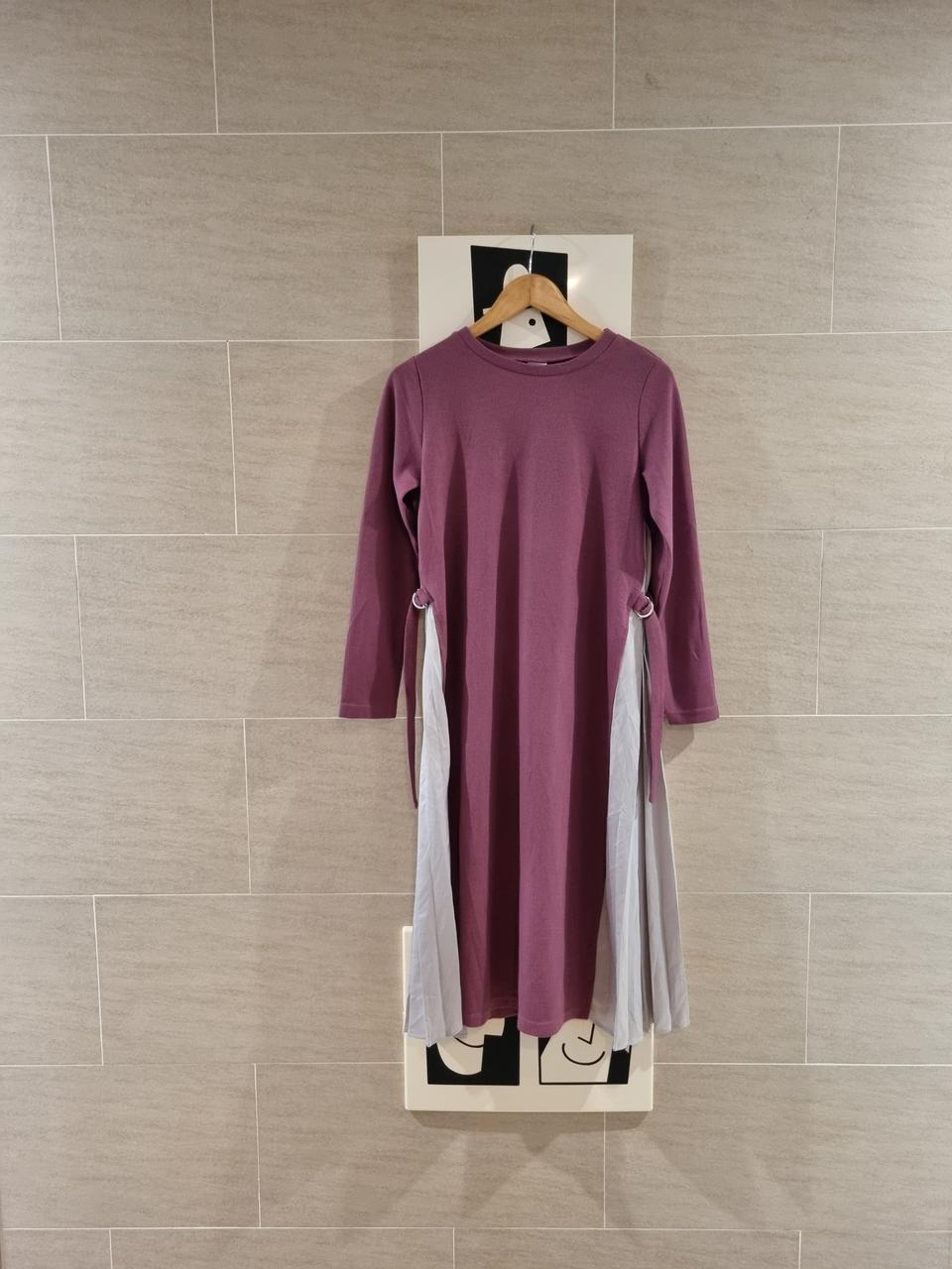 플리츠 레이어드 롱원피스 버건디