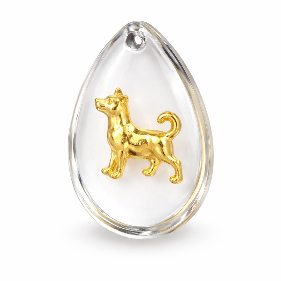 새 개 24K 순금 펜던트 목걸이 골드 공예품 금 선물 금수집 개띠