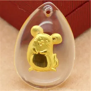 새 귀여운 쥐 24K 순금 펜던트 목걸이 골드 공예품 금 선물 쥐띠