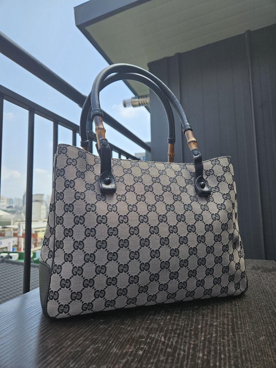 구찌 정품 GG 슈프림 뱀부 숄더백 토트백