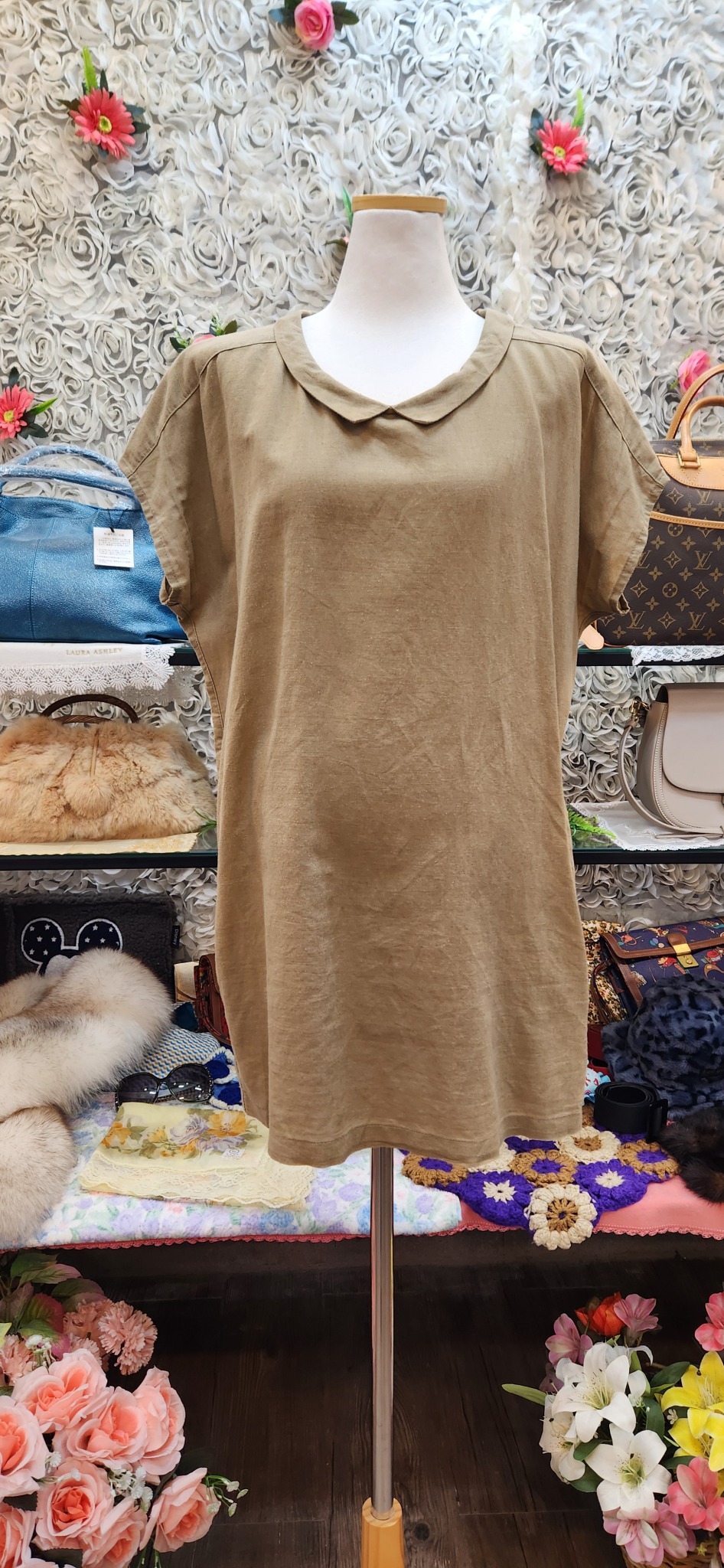 LIVE IN COMFORT 면 마 혼방 롱블라우스 (66 77)