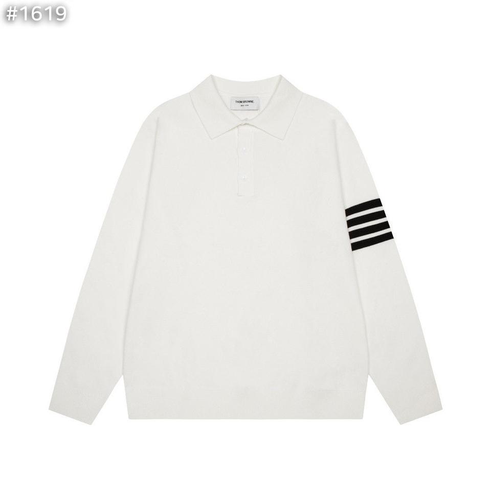 [새상품] 톰브라운 사선 울 카라 니트 화이트