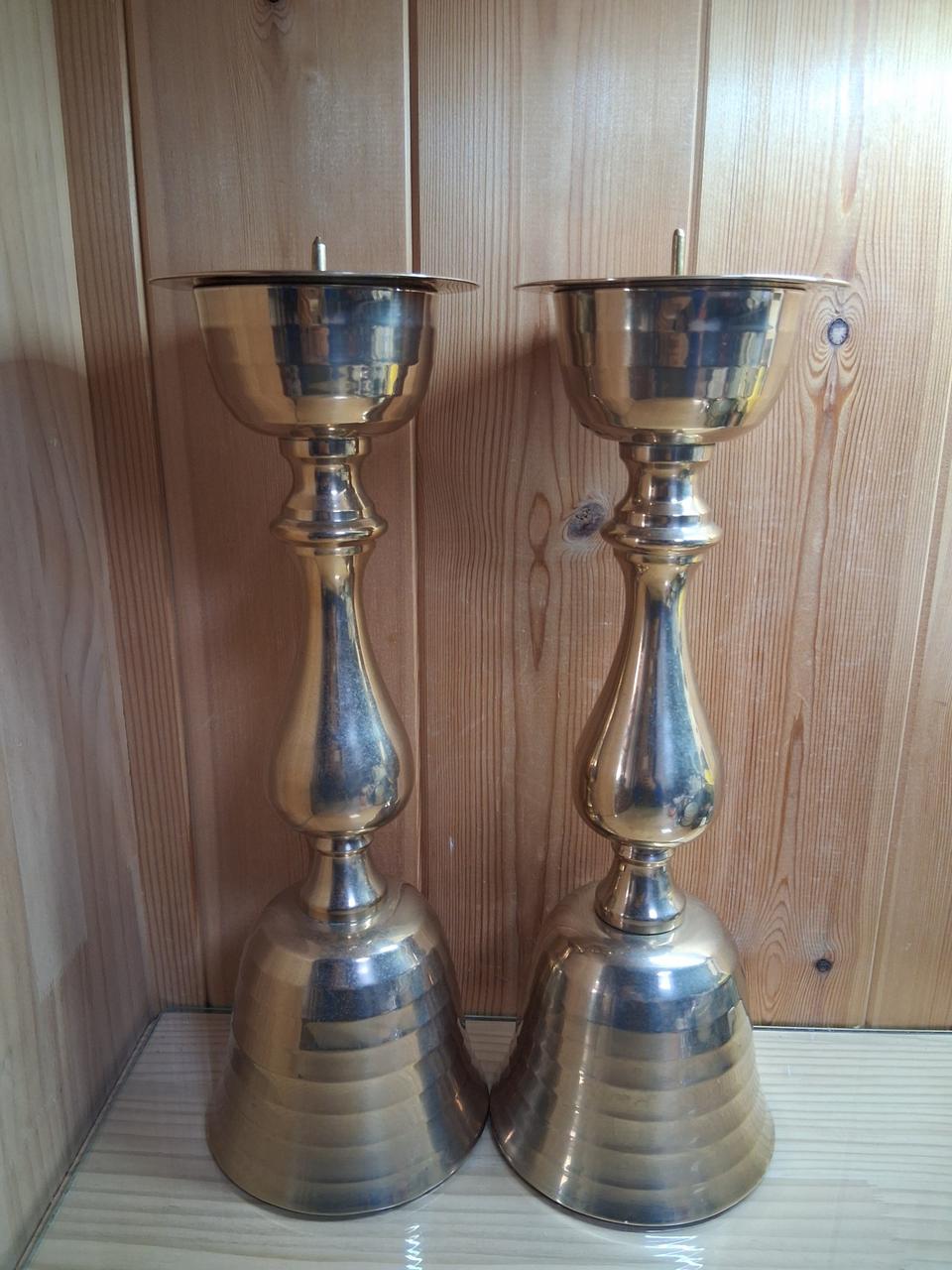 방짜 유기 불교 큰 촛대 한쌍