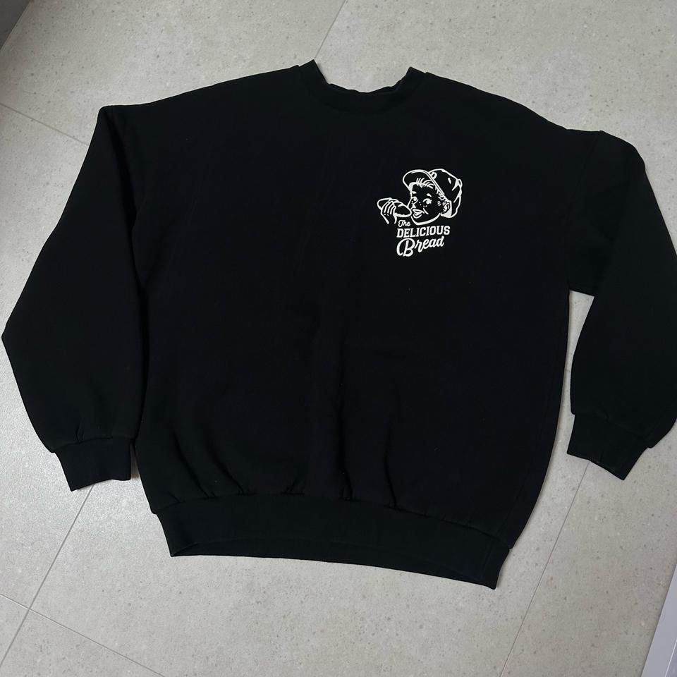 검정색 프린팅 맨투맨 기모