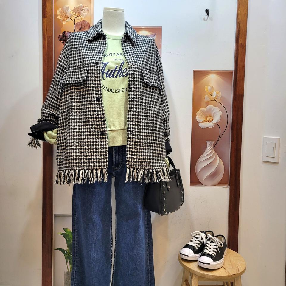 자라 zara 프린지 체크 셔츠