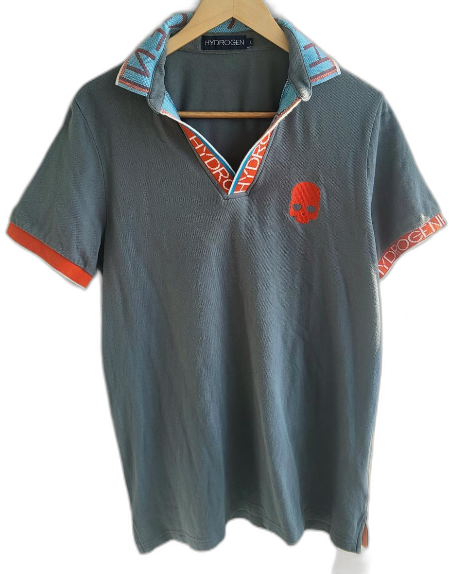 하이드로겐 반팔 카라티 남성 L 코튼 기본핏 버튼리스 디자인