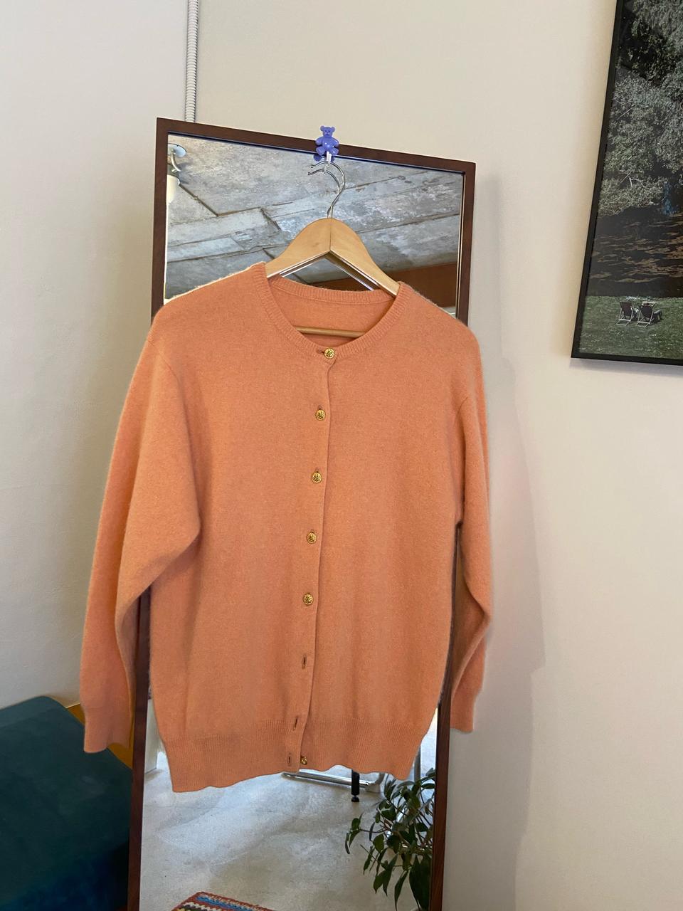 피치색 캐시미어 가디건
