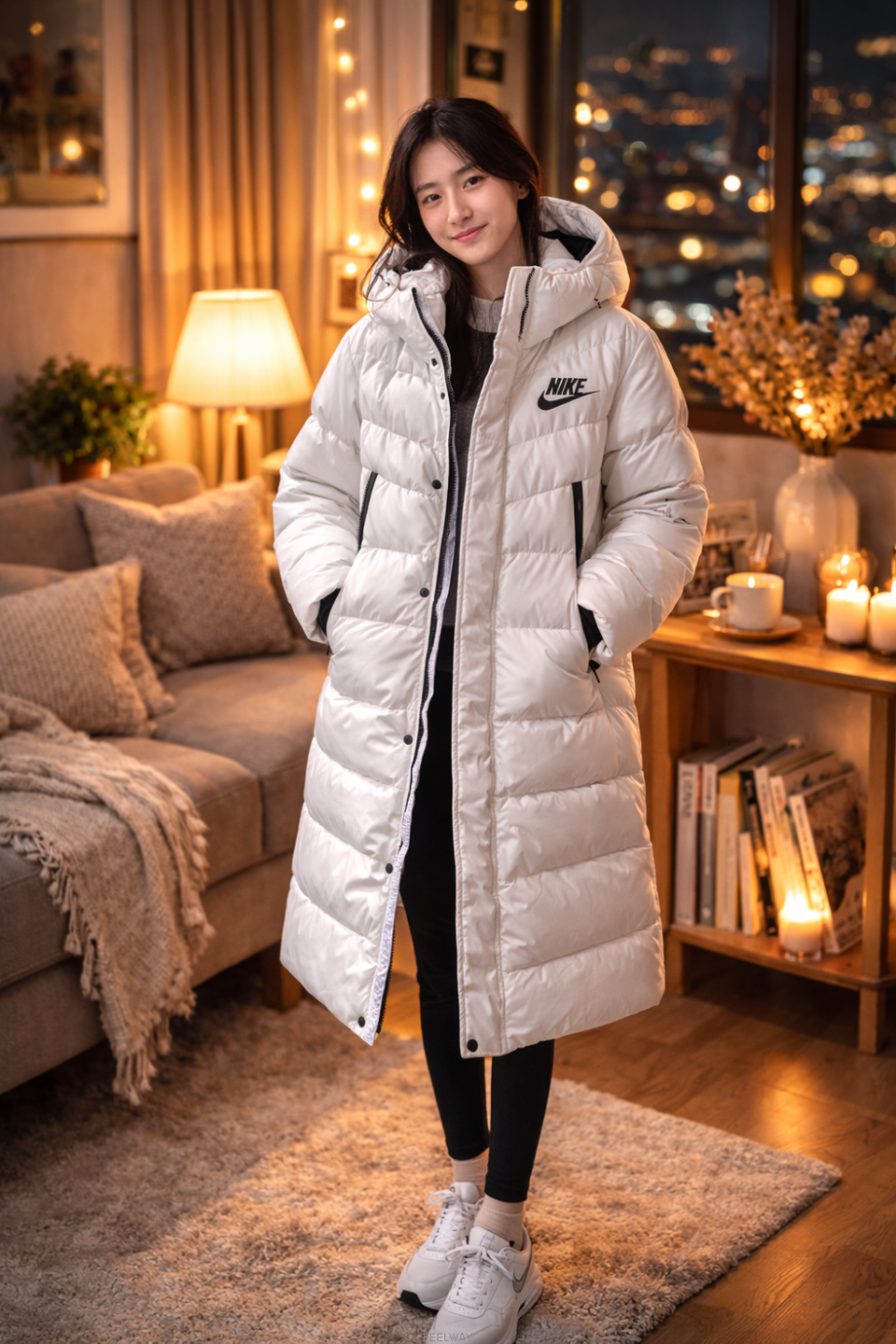 나이키 정품 화이트 패딩코트