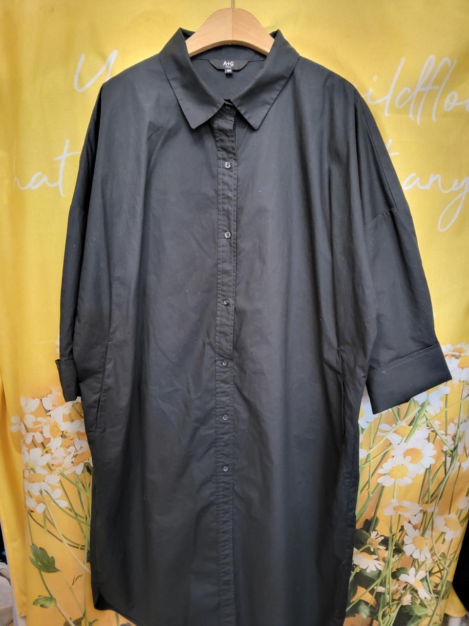 ATG 셔츠형 면 블랙  롱원피스 88