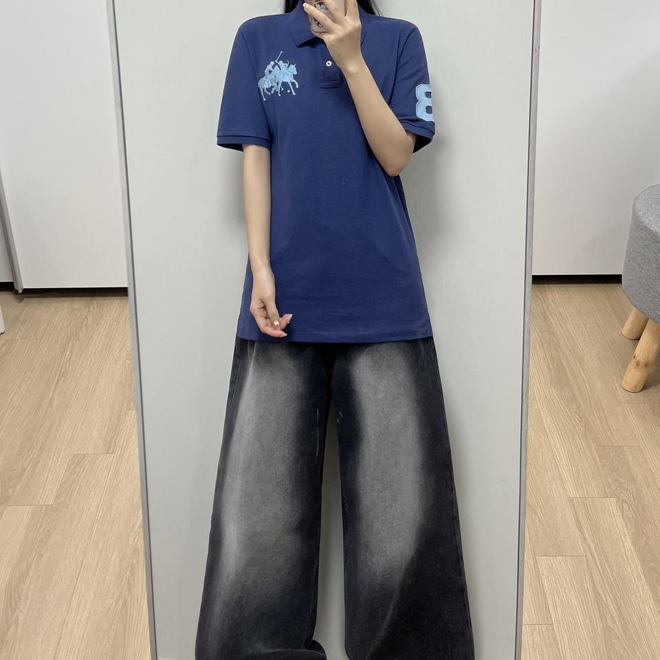 폴로 랄프로렌 하늘색 빅포니 네이비 카라 티셔츠