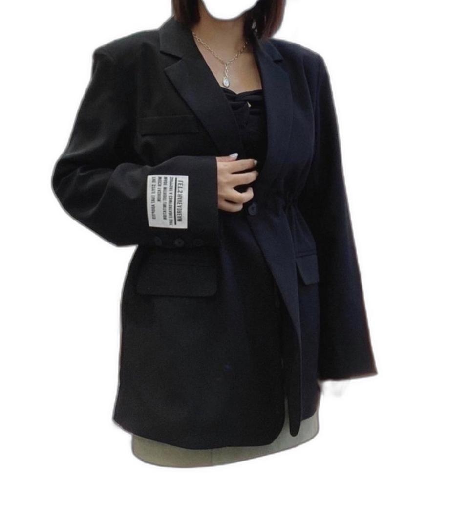 웨이스트 셔링 블랙 자켓