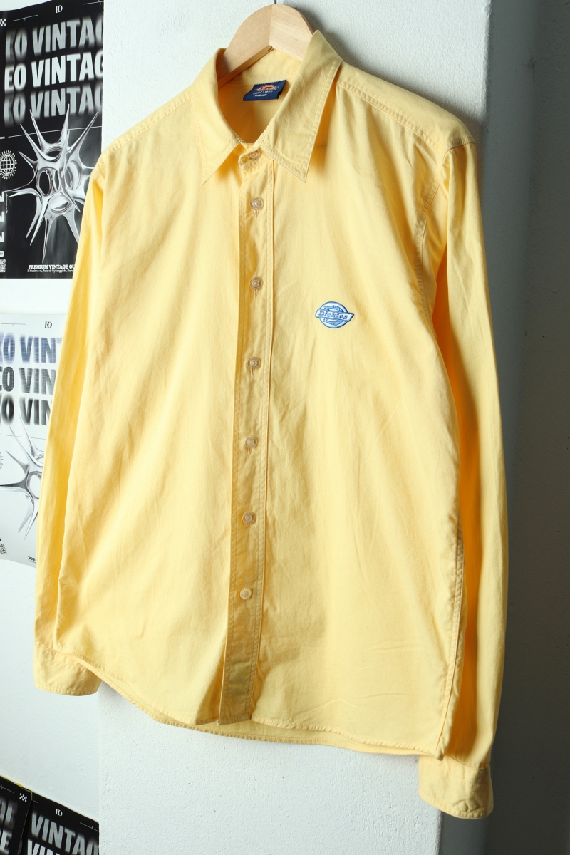 (M-L) 디키즈 셔츠 남방 스몰로고 노랑 올드스쿨-17C9D