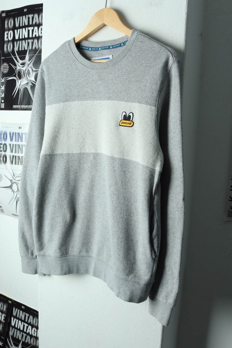 (M-L) 팬콧 맨투맨 티셔츠 스트라이프 그레이 포켓-17CAE