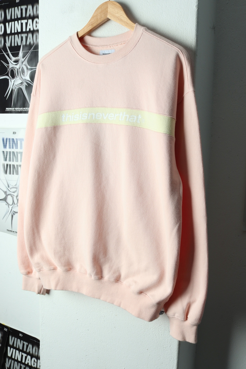 (S-L) 디스이즈네버댓 맨투맨 티셔츠 레터링 연핑크 스트릿-17CB0