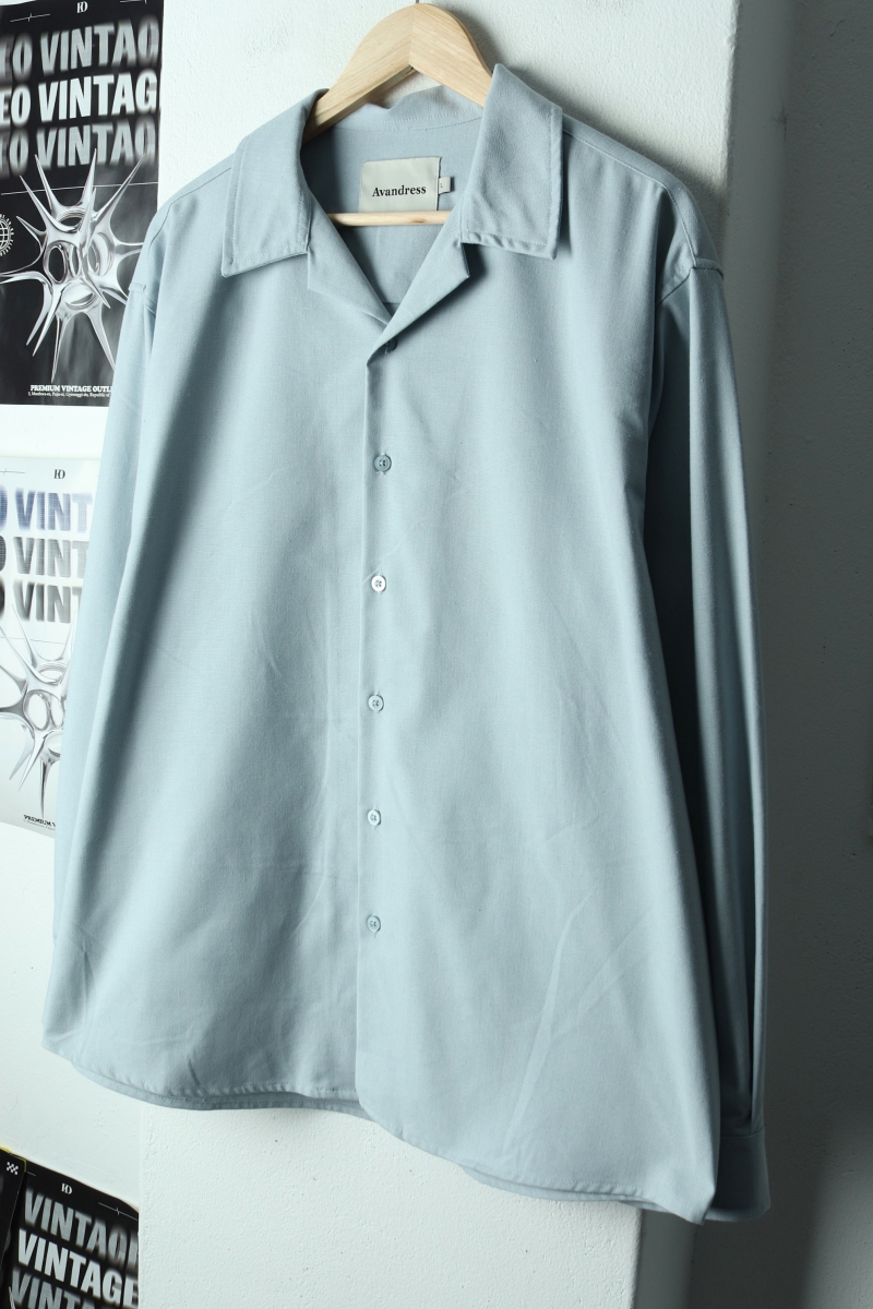 (L) 어반드레스 셔츠 남방 브이넥 연블루 놈코어-17CB1