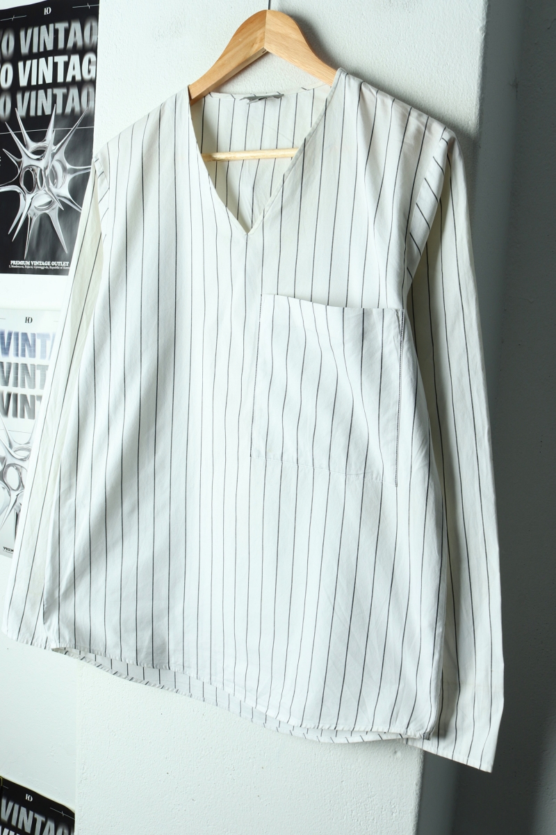 W(XS-M) 코스 셔츠 남방 블라우스 스트라이프 브이넥-17CB2