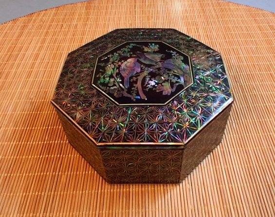 화조문 자개 팔각 소품함 나전칠기 쥬얼리함 나전상감