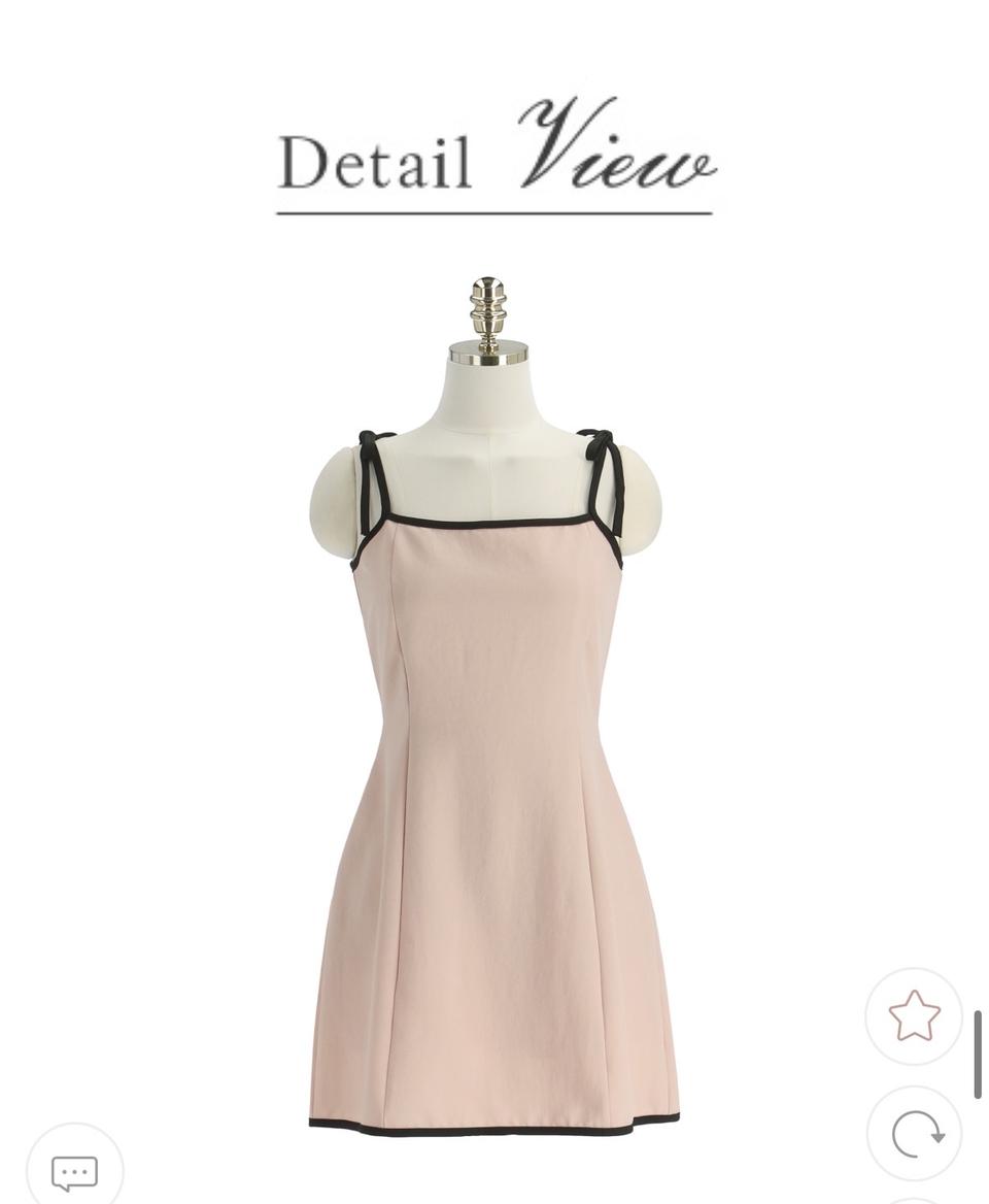 아뜨랑스 배색 리본 숄더끈 A라인 미니 원피스 dress 원피스