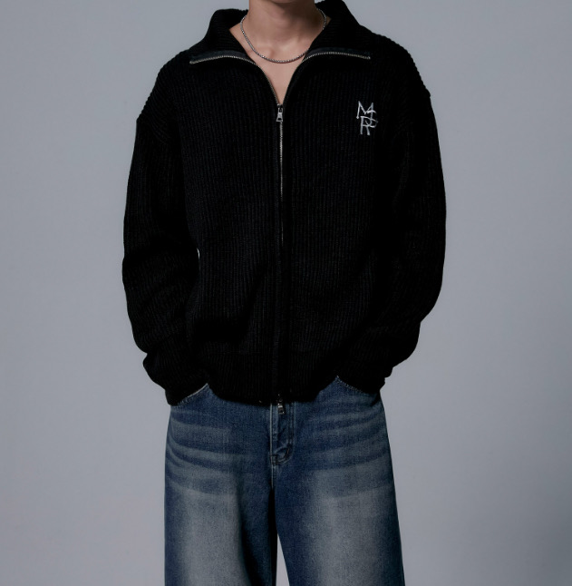 밀리언코르 유니섹스 투웨이 오버 니트 집업 L