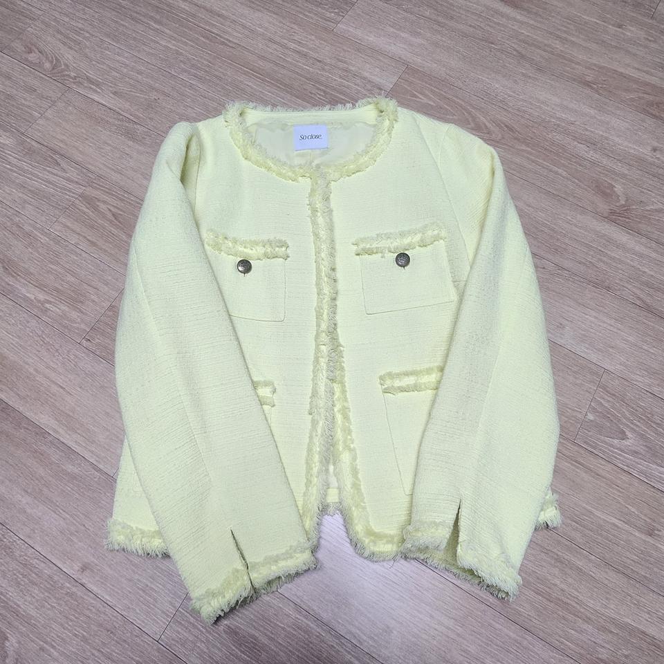 레몬색 트위드자켓