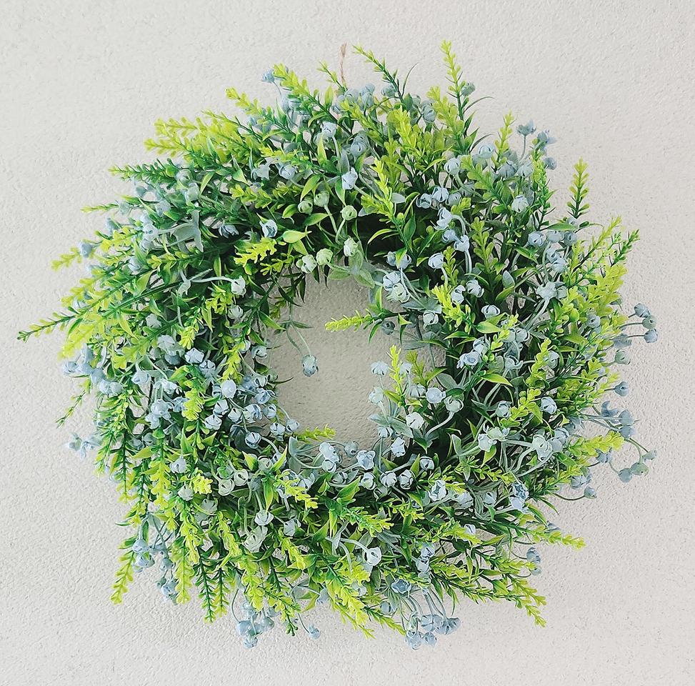 새상품)블루안개 라벤더조화 리스 인테리어소품