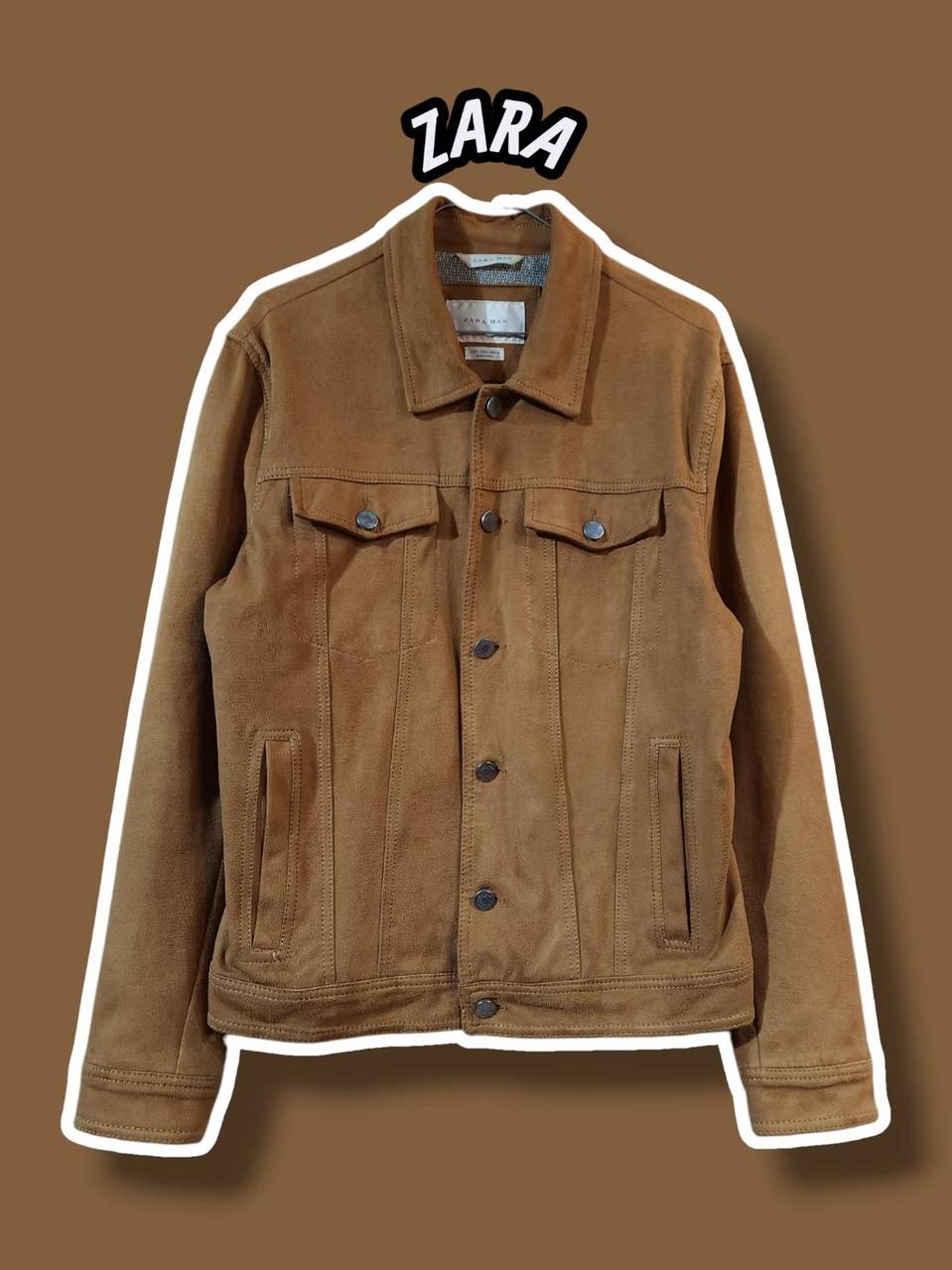 L/ 자라 맨 스웨이드 숏자켓 카멜 /0327