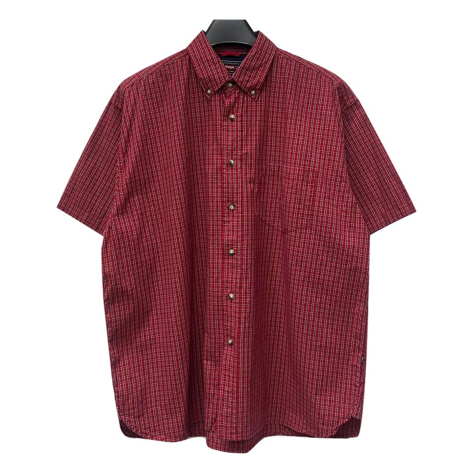 랭글러 프리미엄 버튼 다운 잔 체크 반팔 셔츠 남방 XL