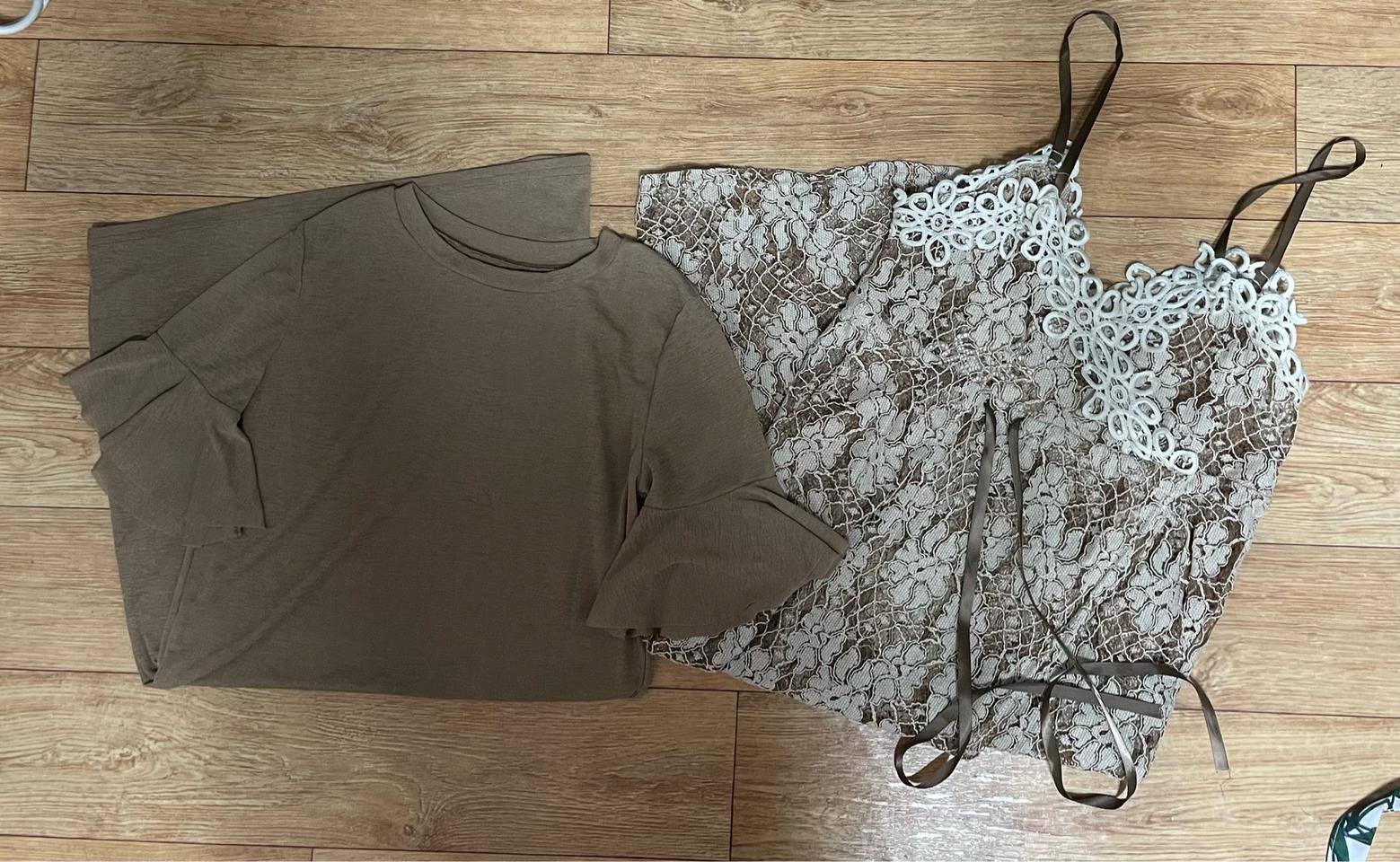 레이스 플라워 레이어드 투피스 원피스