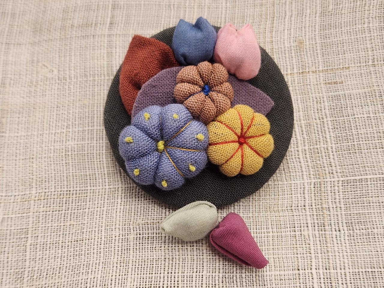 핸드메이드 퀼트 꽃 브로치