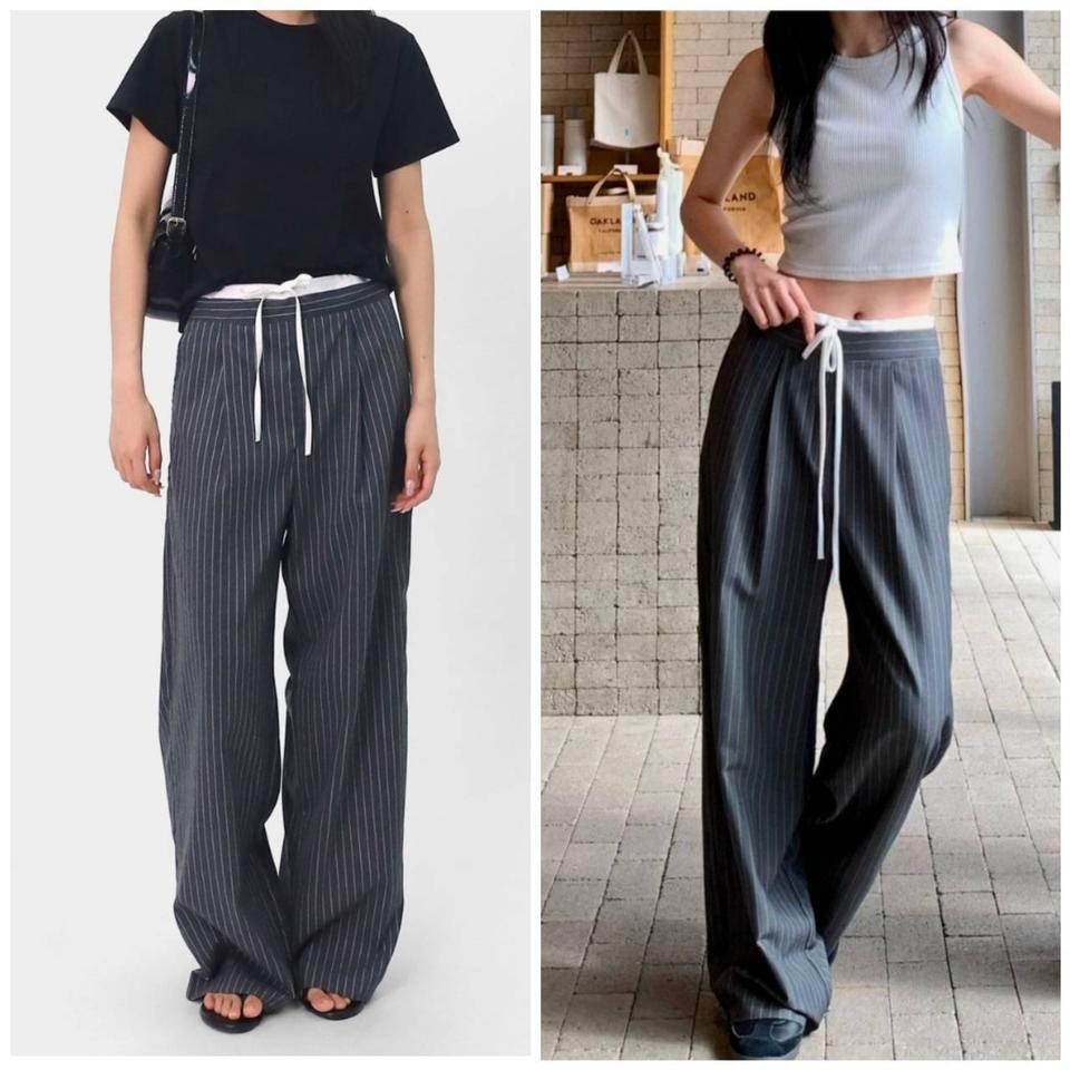 스트라이프 스판 통팬츠S 새상품(25-26정도/퀄좋음)